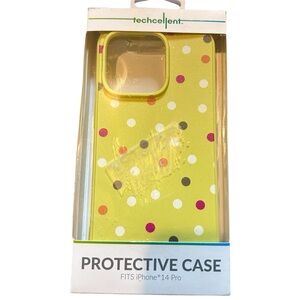 Yellow Polka Dot Protective Case for iPhone 14 Pro